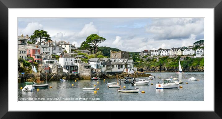 Polruan Harbour Panorama Framed Mounted Print by Mark Poley