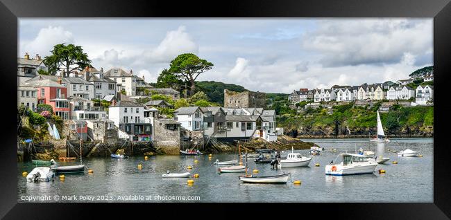 Polruan Harbour Panorama Framed Print by Mark Poley
