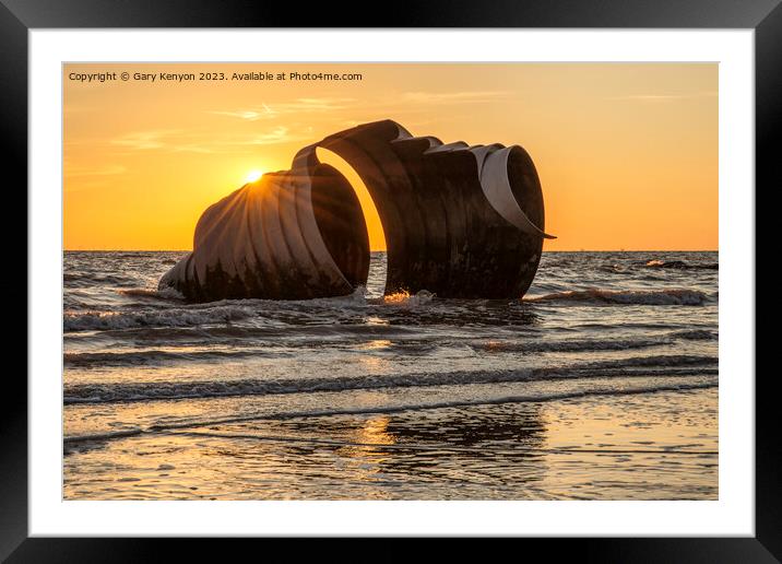 Marys Shell At Sunset with a golden sky Framed Mounted Print by Gary Kenyon