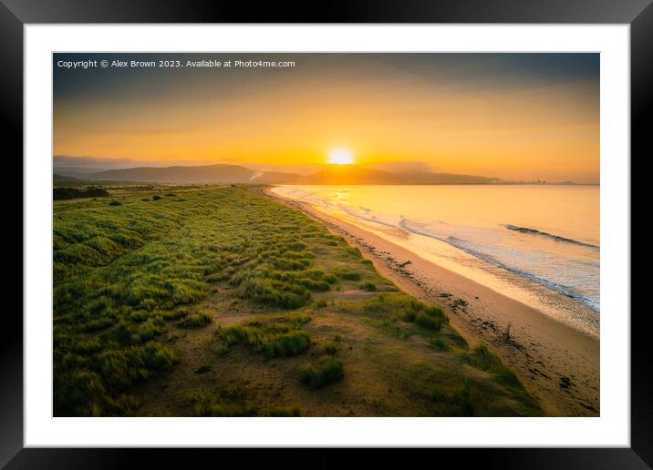 Sunrise over the Swansea Sands Framed Mounted Print by Alex Brown