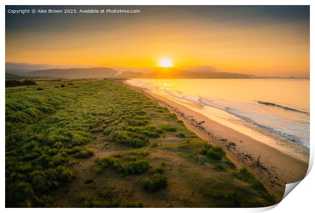 Sunrise over the Swansea Sands Print by Alex Brown