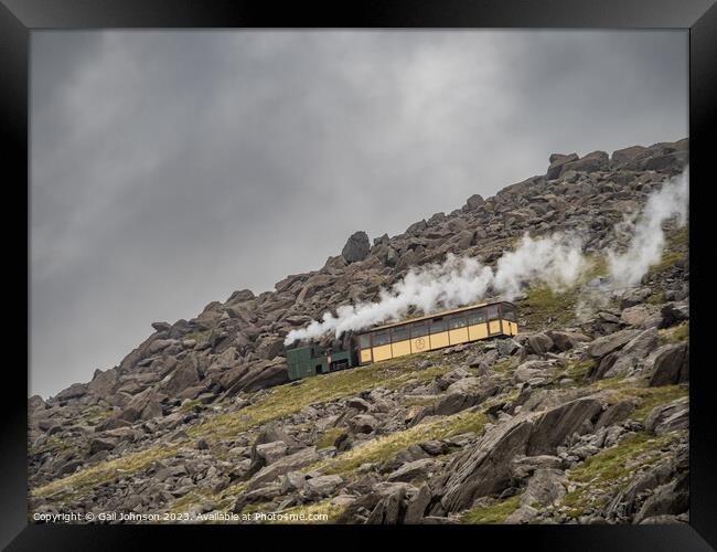Views around Snowdon with trains running up to the summit  Framed Print by Gail Johnson