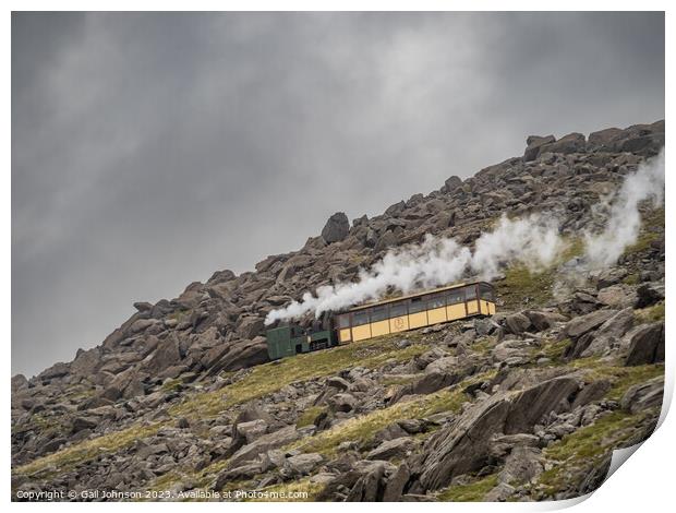 Views around Snowdon with trains running up to the summit  Print by Gail Johnson