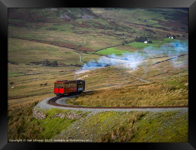 Views around Snowdon with trains running up to the summit  Framed Print by Gail Johnson