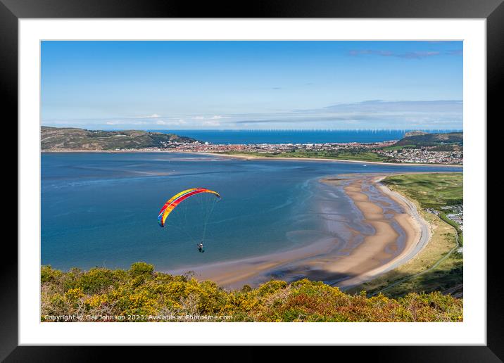 Views around Conwy Mountain and some paragliders Framed Mounted Print by Gail Johnson