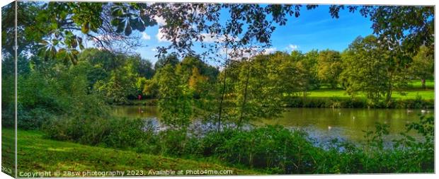 Across the lake, through the frame - (Panorama.) Canvas Print by 28sw photography