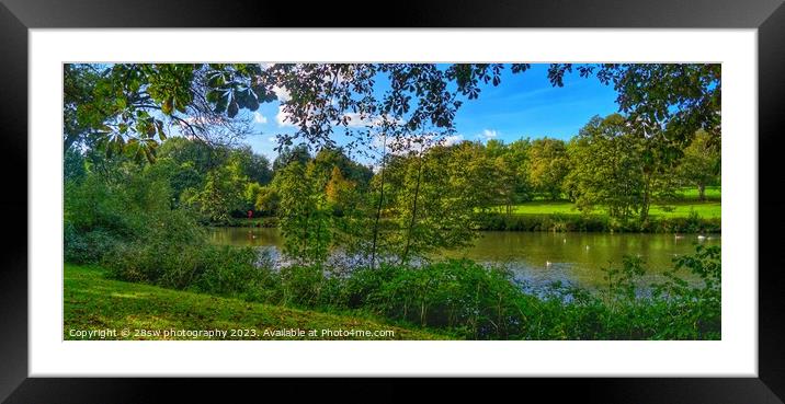 Across the lake, through the frame - (Panorama.) Framed Mounted Print by 28sw photography