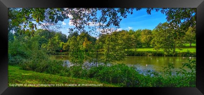 Across the lake, through the frame - (Panorama.) Framed Print by 28sw photography