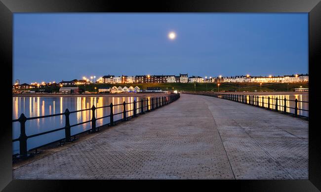 Moonset over Roker Seafront: Sunderland Framed Print by Tim Hill