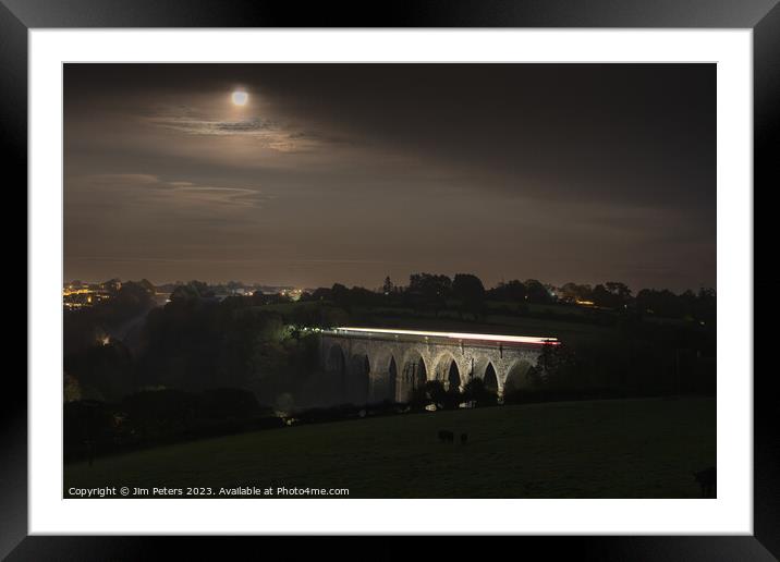 Full Moon over Moorswater viaduct  Framed Mounted Print by Jim Peters