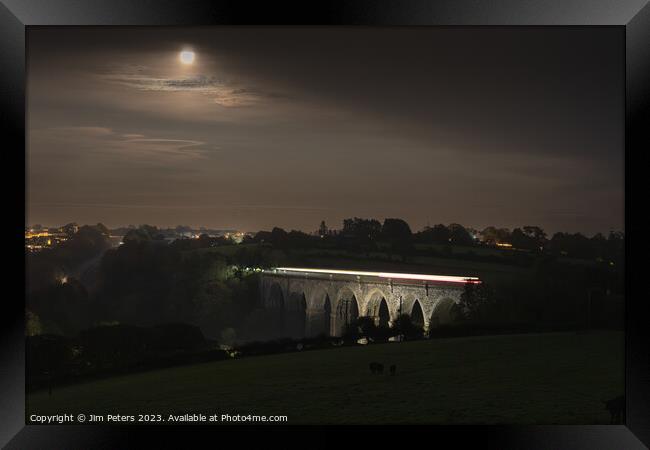 Full Moon over Moorswater viaduct  Framed Print by Jim Peters