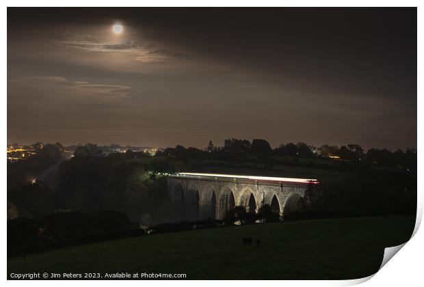 Full Moon over Moorswater viaduct  Print by Jim Peters