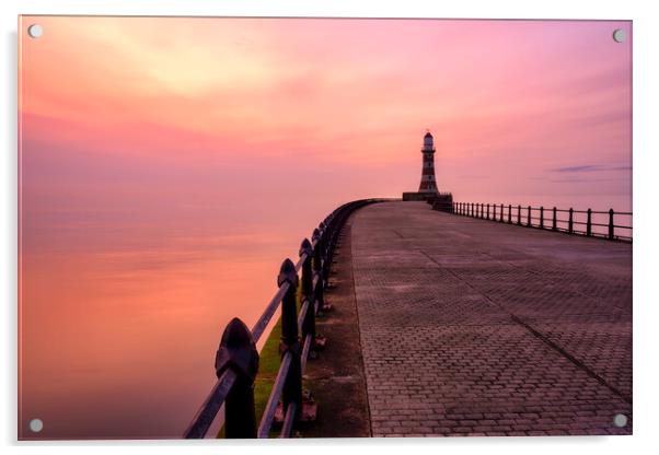 Roker Pier Sunrise: Haway The Lads Acrylic by Tim Hill