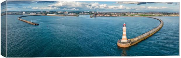 Roker Lighthouse Panoramic Canvas Print by Apollo Aerial Photography