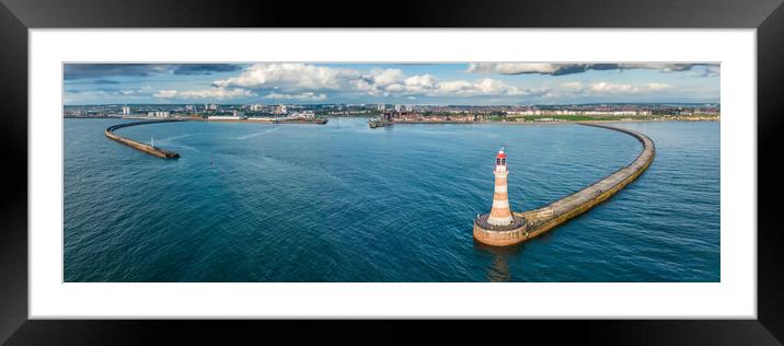 Roker Lighthouse Panoramic Framed Mounted Print by Apollo Aerial Photography