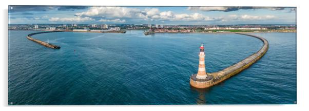 Roker Lighthouse Panoramic Acrylic by Apollo Aerial Photography