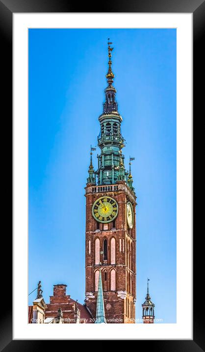 Clock Tower Main Town Hall Long Market Square Gdansk Poland Framed Mounted Print by William Perry