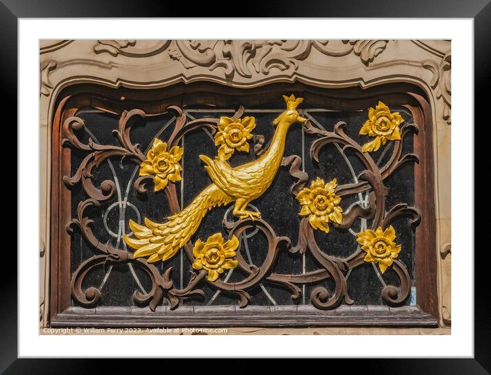 Colorful Golden Bird Long Market Square Gdansk Poland Framed Mounted Print by William Perry