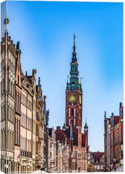 Clock Tower Main Town Hall Long Market Square Gdansk Poland Canvas Print by William Perry