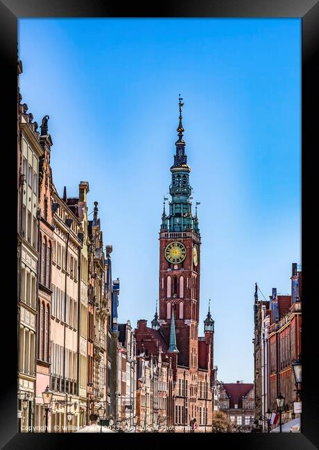 Clock Tower Main Town Hall Long Market Square Gdansk Poland Framed Print by William Perry