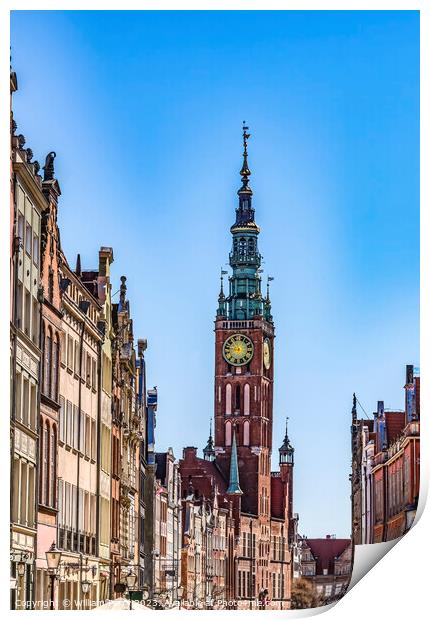 Clock Tower Main Town Hall Long Market Square Gdansk Poland Print by William Perry