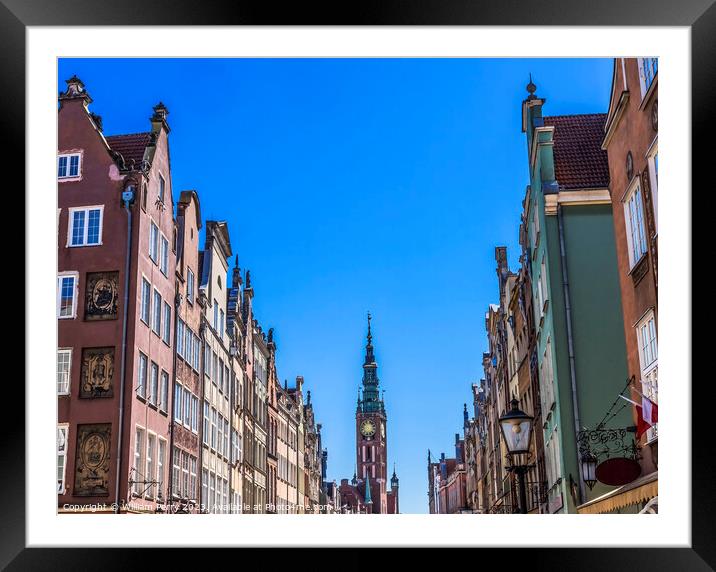 Clock Tower Main Town Hall Long Market Square Gdansk Poland Framed Mounted Print by William Perry
