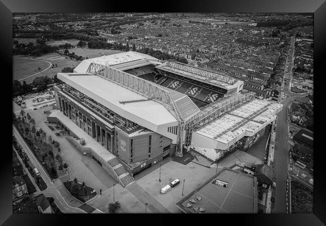 Anfield Stadium Mono Framed Print by Apollo Aerial Photography
