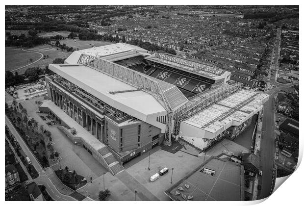 Anfield Stadium Mono Print by Apollo Aerial Photography