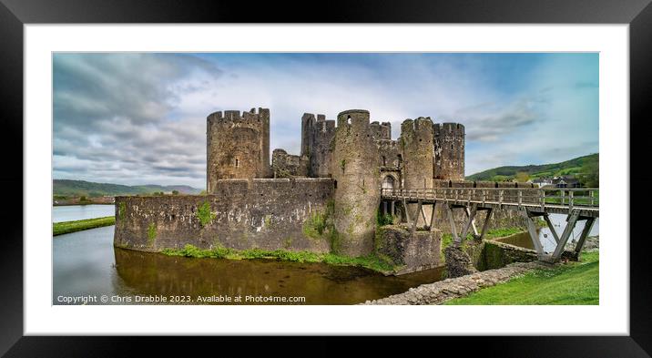 Caerphilly Castle Framed Mounted Print by Chris Drabble