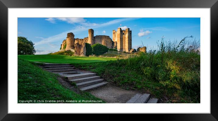 Conisborough Castle at sunset (4) Framed Mounted Print by Chris Drabble
