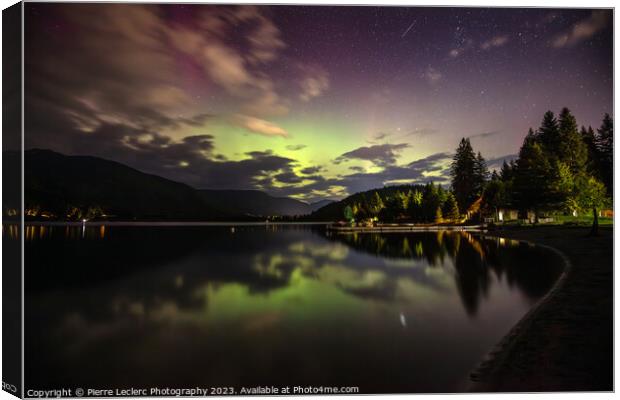 Northern Lights and A Shooting Star In Whistler Canvas Print by Pierre Leclerc Photography