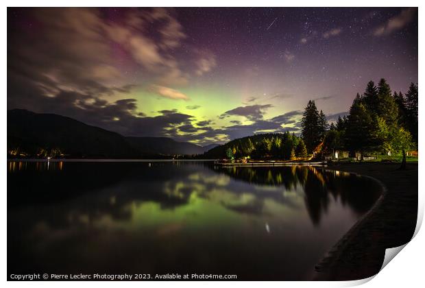 Northern Lights and A Shooting Star In Whistler Print by Pierre Leclerc Photography