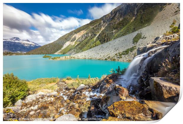 Glacier Waterfall Turquoise Lake Print by Pierre Leclerc Photography