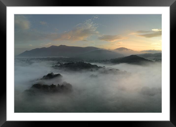 Early Morning Mist Looking Towards Skiddaw and Latrigg Framed Mounted Print by Chester Tugwell