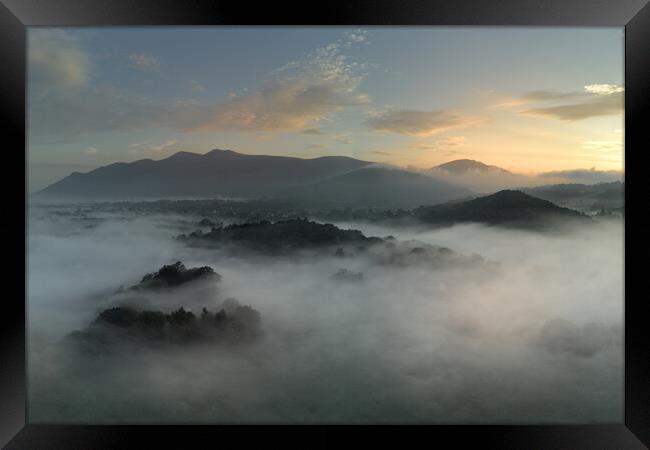 Early Morning Mist Looking Towards Skiddaw and Latrigg Framed Print by Chester Tugwell