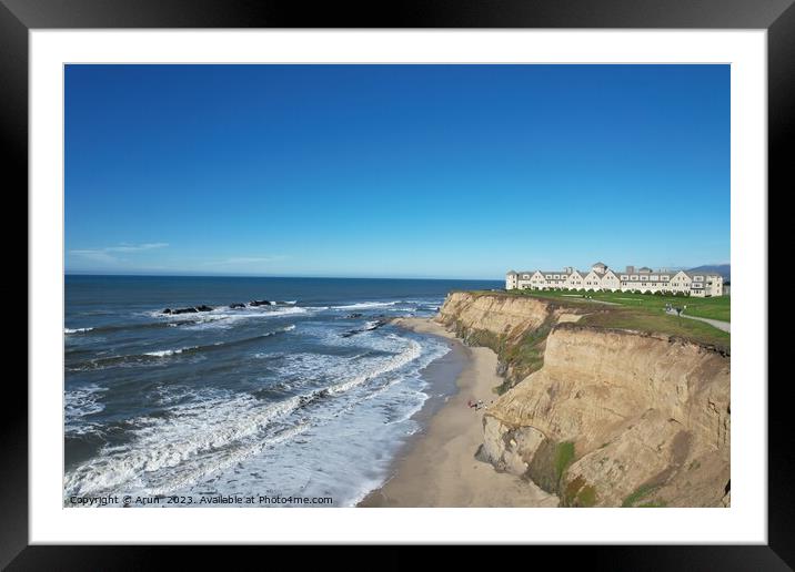 Half moon bay coastal trail California and Ritz Carlton Framed Mounted Print by Arun 