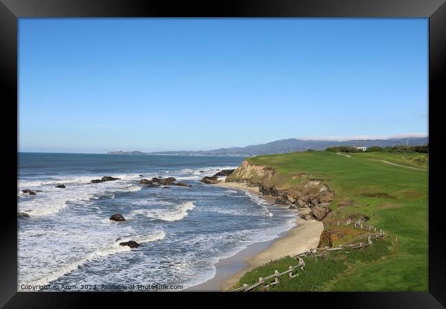 Half moon bay coastal trail California Framed Print by Arun 