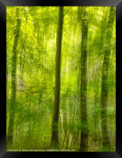 Woodland multiple exposure Framed Print by Simon Johnson