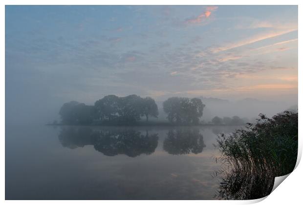 Mist on Esthwaite Water Print by Chester Tugwell