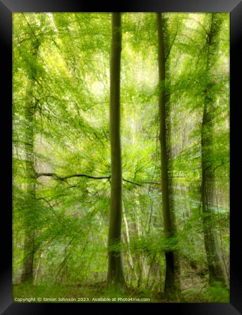   woodland multiple exposure Framed Print by Simon Johnson
