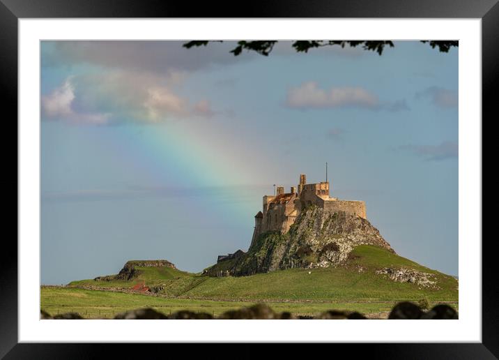 Holy Island Rainbow Framed Mounted Print by John Westgarth
