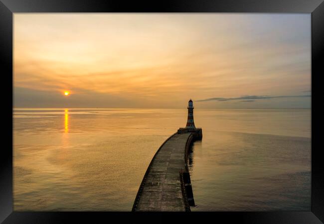 Roker Pier Sunrise Framed Print by Steve Smith