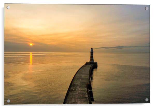 Roker Pier Sunrise Acrylic by Steve Smith