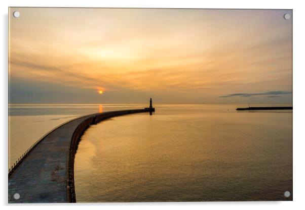 Roker Pier Sunrise Acrylic by Steve Smith
