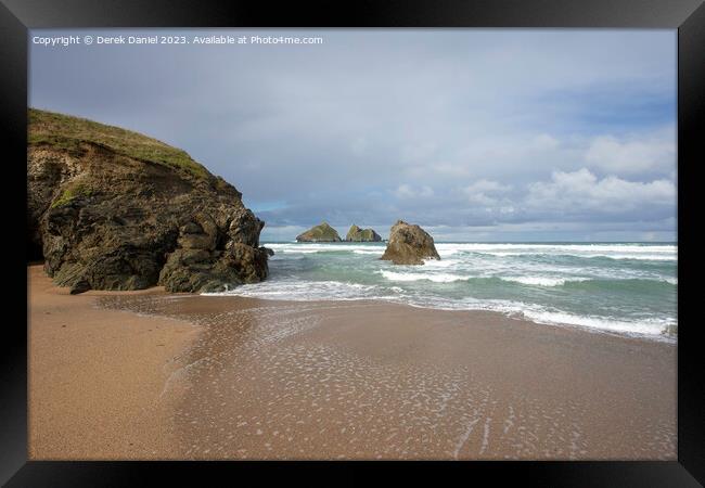 Holywell Beach, Cornwall Framed Print by Derek Daniel