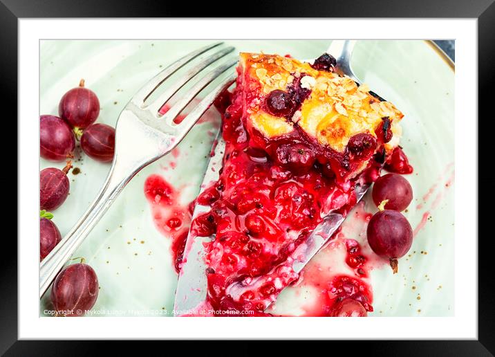 Slice of fruit pie on the kitchen table Framed Mounted Print by Mykola Lunov Mykola