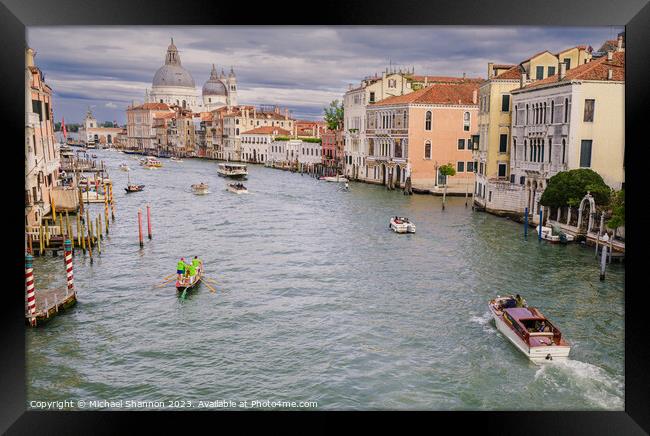 View of the Grand Canal, Venice from the Accademia Bridge. Framed Print by Michael Shannon