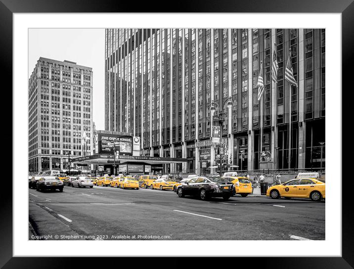 Yellow Cabs New York Framed Mounted Print by Stephen Young