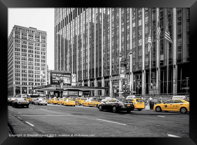 Yellow Cabs New York Framed Print by Stephen Young