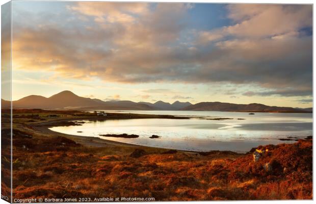 Cuillin Sunset Lusa Bay Isle of Skye Scotland. Canvas Print by Barbara Jones